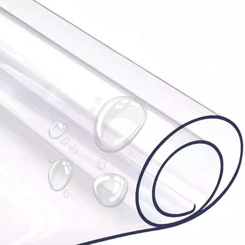 Ffsaacol Clear Plastic Tischschutz, wasserdichte Kratzfeste Tischabdeckung, transparente Rechteck-PVC-Matte, Nicht-Schlupf, Oberfläche für Kaffeetische2mm, 70x160cm/28x63in von Ffsaacol