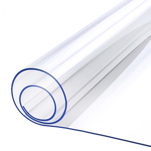 Ffsaacol PVC Tischdecke Transparent, Tischdecke Durchsichtig PVC, Tischschutz Abwaschbar, Plastik Tischfolie Transparent, Hitzebeständig2mm, 75x165cm/30x65in von Ffsaacol