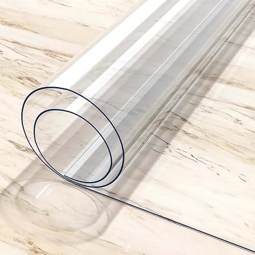 Ffsaacol Tischdecke Transparent Tischfolie, Wasserdicht Abwaschbar Tischschutz, PVC Tischschutz Tischmatt, für Küche, Restaurant, Arbeitsbereich 2mm, 50x90cm/20x35in von Ffsaacol