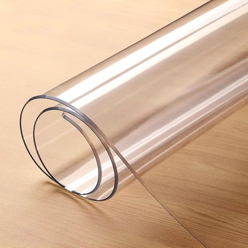 Transparente PVC-Tischdecke, Transparent Tischdecke, Tischschutz Schutzfolie, Wasserdicht, Fettdicht, für Innen- und Außenbereiche3mm, 130x240cm/51x94in von Ffsaacol