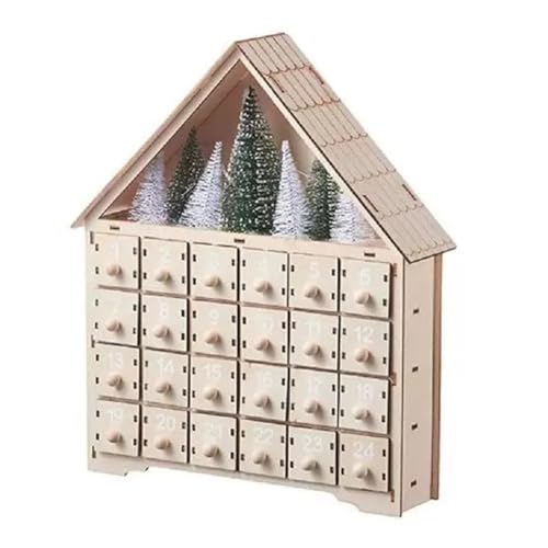 Weihnachts-Adventskalender aus Holz mit LED-Lichtern, Weihnachts-Countdown-Kalender, hausförmige Schubladen für Kinder und Erwachsene, 24 Schubladen für Kinder und Erwachsene, Weihnachtsdekoration Weihnachts-Adventskalender aus Holz mit LED-Lichtern, Weihnachts-Countdown-Kalender, hausförmige Schubladen für Kinder und Erwachsene, 24 Schubladen für Kinder und Erwachsene, Weihnachtsdekoration von Fgbetcv