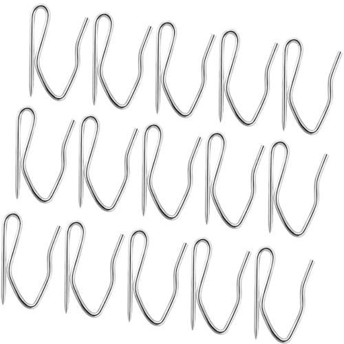 60 Stück Metall-Vorhanghaken, rostfrei, vernickelt, robust, für Fenster, Vorhangstange (3 cm x 2,5 cm, Silber) von Fgnuay