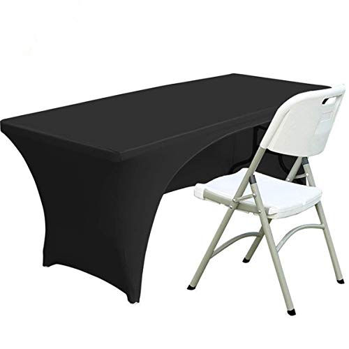 Fhberni Spandex-Tischdecke, Polyester, Stretch-Tischdecke, Tischdecke, offene Rückseite, 183 cm, Schwarz von Fhberni