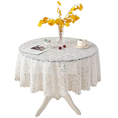 Runde weiße Spitze Tischdecke Vintage Classic Lace Lightweight Tischdecke Tischdekoration 150cm Rund von Fhberni