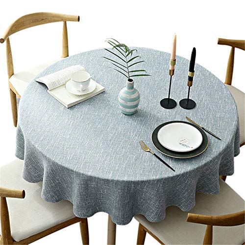 Schwere Runde Tischdecke, Dekorative Einfarbige Tischdecke, Baumwolle Leinen Tischdecke für Küche Esszimmer Haus Tischdekoration, Hellblau, Rund - 180 cm Schwere Runde Tischdecke, Dekorative Einfarbige Tischdecke, Baumwolle Leinen Tischdecke für Küche Esszimmer Haus Tischdekoration, Hellblau, Rund - 180 cm von Fhberni