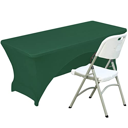 Spandex Tischdecke Ausgestattete Polyester Tischdecke Stretch Tischdecke Tischdecke Offene Rückseite – 4FT/120CM, Smaragdgrün von Fhberni