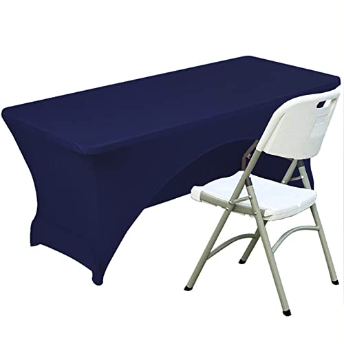 Spandex Tischdecke Ausgestattete Polyester Tischdecke Stretch Tischdecke Tischdecke Offene Rückseite – 5FT/153CM, Marineblau von Fhberni