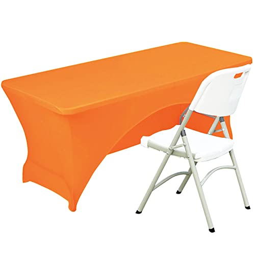 Spandex Tischdecke Ausgestattete Polyester Tischdecke Stretch Tischdecke Tischdecke Offene Rückseite – 5FT/153CM, Orange von Fhberni