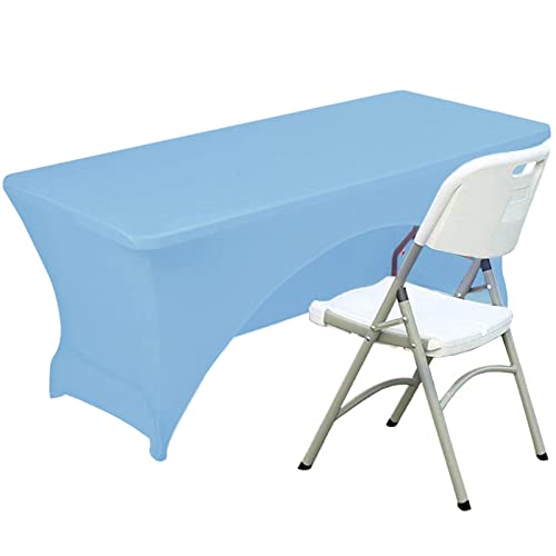 Spandex Tischdecke Fitting Polyester Tischdecke Stretch Tischdecke Tischplatte Offene Rückseite - 4FT/120CM, Hellblau von Fhberni