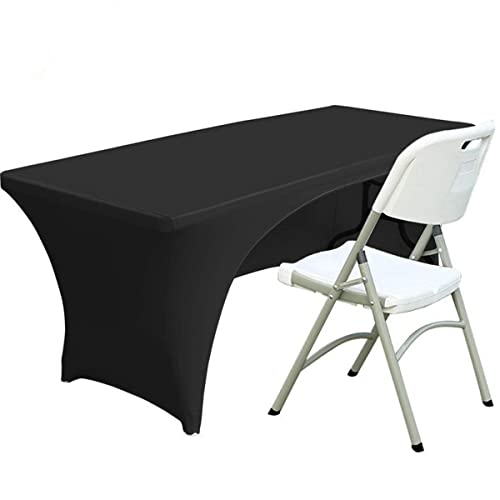 Spandex Tischdecke Fitting Polyester Tischdecke Stretch Tischdecke Tischplatte Offene Rückseite - 4FT/120CM, Schwarz von Fhberni