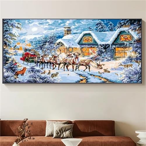 Fheeao Diamond Painting Weihnachten Diamant Painting Bilder Erwachsene XXL Groß Reh Diamond Art Painting 5D DIY Full Drill Diamant Kunst Stickerei Kreuzstich Gemälde Set Wand Art Home Dekor 230x100cm von Fheeao