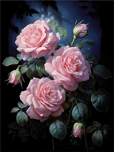 Malen nach Zahlen Erwachsene Rosen DIY Ölmalerei Anlage Malen nach Zahlen Kinder Kits, auf Leinwand Acrylmalerei Nach Zahlen mit Pinseln Leinwand, Zimmer Deko Wohnzimmer Gifts,30x40cm (Rahmenlos) von Fheeao