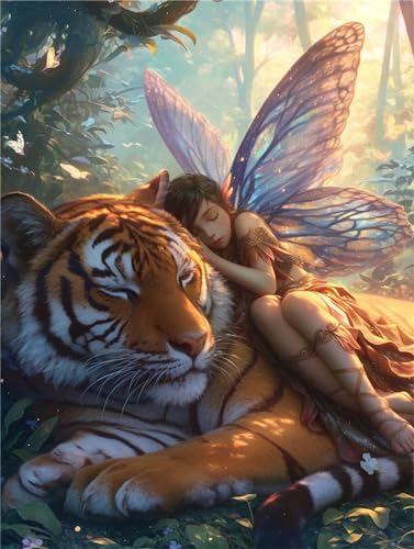 Malen nach Zahlen Erwachsene Tiger DIY Ölmalerei Mädchen Malen nach Zahlen Kinder Kits, auf Leinwand Acrylmalerei Nach Zahlen mit Pinseln Leinwand, Zimmer Deko Wohnzimmer Gifts,40x50cm (Rahmenlos) von Fheeao