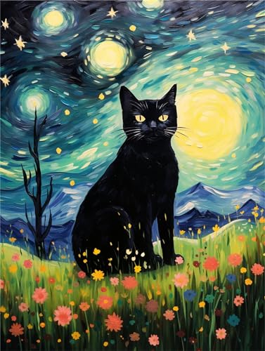 Malen nach Zahlen Erwachsene schwarze Katze Ölmalerei sternenklarer Himmel Malen nach Zahlen Kinder, Leinwand Acrylmalerei Nach Zahlen mit Pinseln Leinwand, Zimmer Deko Wohnzimmer 50x70cm (Rahmenlos) Malen nach Zahlen Erwachsene schwarze Katze Ölmalerei sternenklarer Himmel Malen nach Zahlen Kinder, Leinwand Acrylmalerei Nach Zahlen mit Pinseln Leinwand, Zimmer Deko Wohnzimmer 50x70cm (Rahmenlos) von Fheeao
