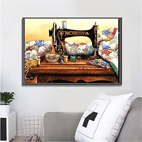 Nähmaschine Diamond Painting Set, 5D Diamant Painting Bilder Erwachsene Kinder DIY Mosaikherstellung Zubehör Voll Set, Diamant Malerei Art Craft für Home Wand Décor Gemälde Geschenk 30x40cm Z-1748 von Fheeao