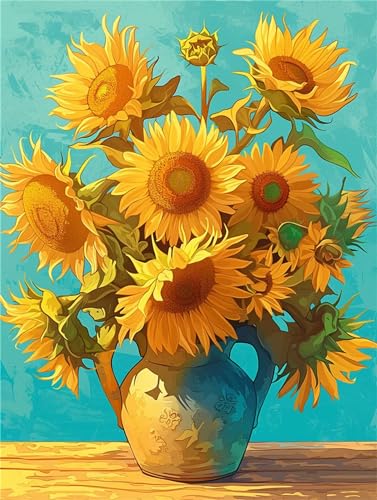 Sonnenblume Malen Nach Zahlen Erwachsene, Vase Malen Nach Zahlen Klein 40x50cm, DIY Handgemalt Ölgemälde Kit für Anfänger Bastelset Erwachsene, Acrylfarben Set Wand Deko Bilder Ohne Rahmen, Geschenk Sonnenblume Malen Nach Zahlen Erwachsene, Vase Malen Nach Zahlen Klein 40x50cm, DIY Handgemalt Ölgemälde Kit für Anfänger Bastelset Erwachsene, Acrylfarben Set Wand Deko Bilder Ohne Rahmen, Geschenk von Fheeao