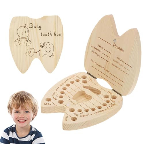 Fhioevt Zahndose Milchzähne aus Holz Zahnschachtel Milchzahndose mit Namen Milchzahnbox für Kinder Zähne Aufbewahrungsbox Zahnbox für Milchzähne Mädchen Jungen Zahnfee Geschenke von Fhioevt
