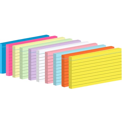 Fhlbestyu Linierte Karteikarte A7, 500 Stücke, 7,4 x 10,5 cm verdickter Karteikarte Mark, Hinterlasse eine Nachricht, Lernkarten Beschriftbar für Unterwegs Vokabel Lernen (10 Farben Verpackt) von Fhlbestyu