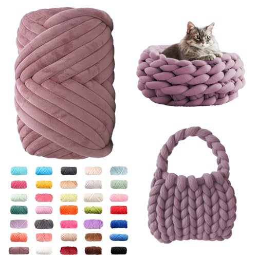 Fhlprte Armstricken Wolle 500g/25m, Dicke Wolle Garn,wolle zum armstricken Chunky Yarn Schlauchgarn Häkelwolle Isländische für Anfänger, Decken, Tasche, Handstrickgarn (Altrosa) von Fhlprte