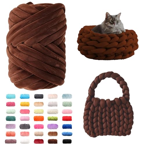 Fhlprte Armstricken Wolle 500g/25m, Dicke Wolle Garn,wolle zum armstricken Chunky Yarn Schlauchgarn Häkelwolle Isländische für Anfänger, Decken, Tasche, Handstrickgarn (Kaffee) von Fhlprte