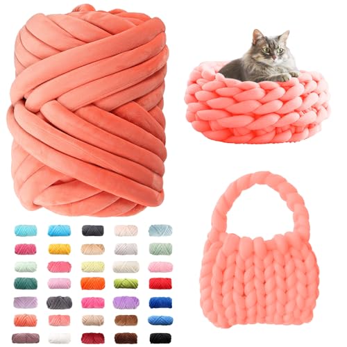 Fhlprte Armstricken Wolle 500g/25m, Dicke Wolle Garn,wolle zum armstricken Chunky Yarn Schlauchgarn Häkelwolle Isländische für Anfänger, Decken, Tasche, Handstrickgarn (Rostrot) von Fhlprte