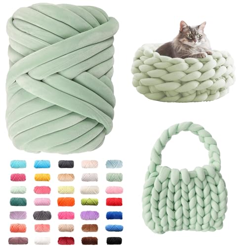 Fhlprte Armstricken Wolle 500g/25m, Dicke Wolle Garn,wolle zum armstricken Chunky Yarn Schlauchgarn Häkelwolle Isländische für Anfänger, Decken, Tasche, Handstrickgarn (Smaragdgrün) von Fhlprte