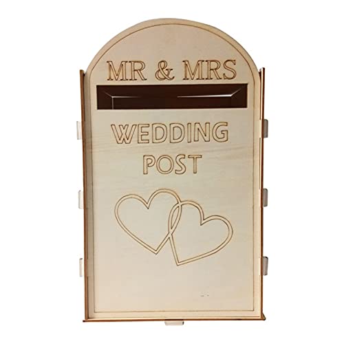 Fiacvrs Briefkasten aus Holz für Hochzeit, zum Selbermachen, für Empfang, Hochzeitstag, Party, Dekoration (Holzfarbe) von Fiacvrs