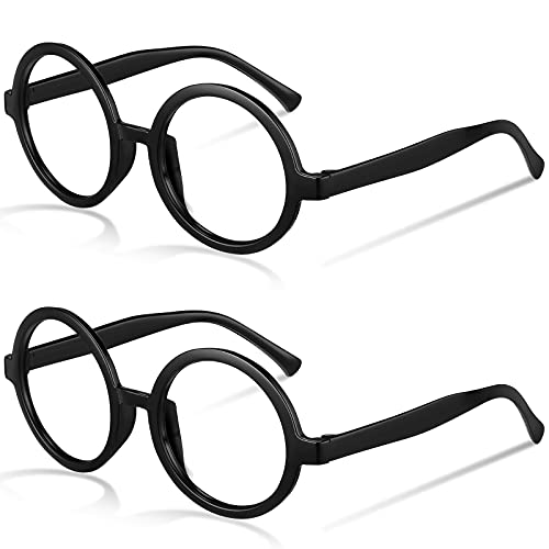 2 Stücke Magier Runde Brille Linsenlos, Halloween Runde Schwarze Gläser Kunststoff Rahmen Brillen Kostüm Verkleidung Party Zubehör Schule Kostüm Cosplay Party für Junge Mädchen, Große Größe 2 Stücke Magier Runde Brille Linsenlos, Halloween Runde Schwarze Gläser Kunststoff Rahmen Brillen Kostüm Verkleidung Party Zubehör Schule Kostüm Cosplay Party für Junge Mädchen, Große Größe von Fiada