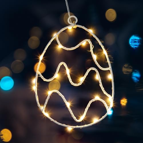 Fiada Osterdeko LED Fenster Licht Hängend Osterhasen Lichterkette Beleuchtet zum Aufhängen Hasen Lichter Beleuchtung Ostern Lampen mit Timer (Ohne Batterien)((1 Set,Ei) Fiada Osterdeko LED Fenster Licht Hängend Osterhasen Lichterkette Beleuchtet zum Aufhängen Hasen Lichter Beleuchtung Ostern Lampen mit Timer (Ohne Batterien)((1 Set,Ei) von Fiada