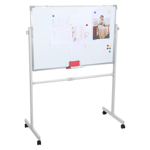 3 in 1 Rollendes Whiteboard mit Stand 60 * 90cm, Magnetisches Weißes Brett mit Rädern, 360 Grad Flip Flop Mobiles Whiteboard, Trockenlöschbrett, mit 5 Markern, 12 Magnetnägeln & 1 Radiergummi 3 in 1 Rollendes Whiteboard mit Stand 60 * 90cm, Magnetisches Weißes Brett mit Rädern, 360 Grad Flip Flop Mobiles Whiteboard, Trockenlöschbrett, mit 5 Markern, 12 Magnetnägeln & 1 Radiergummi von Fiauli
