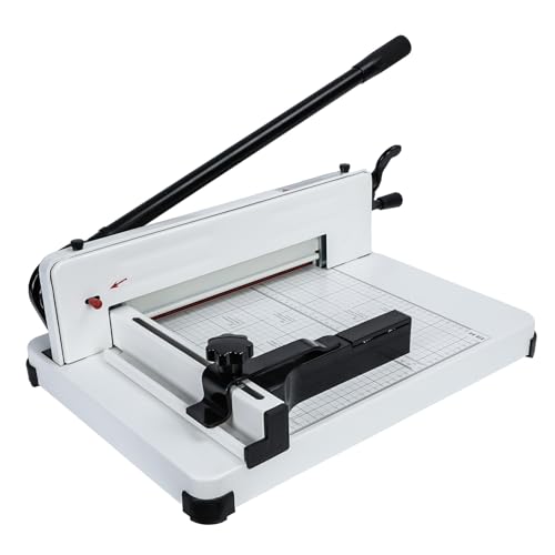 Fiauli Hochleistungs-Industrie-Guillotine 400 Blech normaler Schneider, genaues Schneidpapier Trimmer mit Anti-Slide-Gummifüßen mit eingebauter Klemme für einen gleichmäßigen Druck Beige von Fiauli