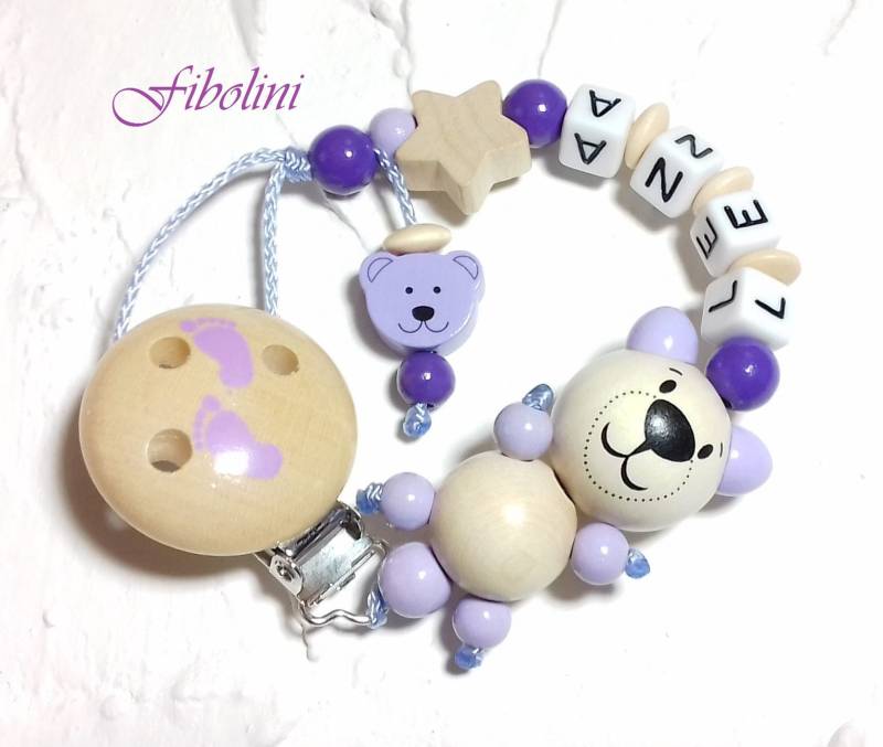 Schnullerkette "Babyfüße". Mädchen, Geschenk Werdende Mama, Zur Babyparty, Kleine Schwester, Eltern Werden, Nuckelkette, Schnuller von Fibolini
