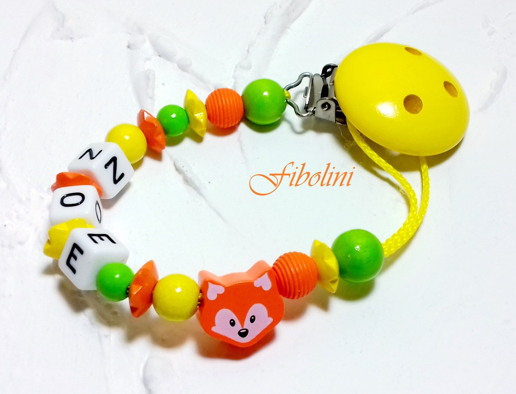 Schnullerkette "Schlauer Fuchs". Mädchen, Junge, Mit Namen, Gelb, Orange, Grün, Schnullerhalter, Personalisierung, Geschenk Zur Geburt, Diy Schnullerkette "Schlauer Fuchs". Mädchen, Junge, Mit Namen, Gelb, Orange, Grün, Schnullerhalter, Personalisierung, Geschenk Zur Geburt, Diy von Fibolini