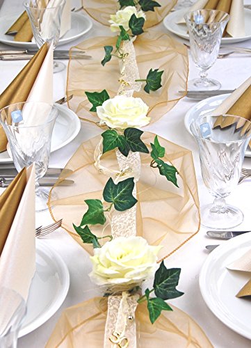 Fibula[Style]® Komplettset Elegance Größe M Stilvolle komplette Tischdekoration für goldene Hochzeit für ca. 16-20 Personen in Gold-Champagner von Fibula[Style]