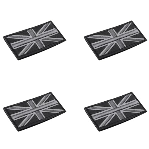 Ficher 4X FASHION Union Jack UK Flagge Abzeichen Patch Stick ZurÜCk 10 x 5 cm NEU, (Schwarz /) von Ficher