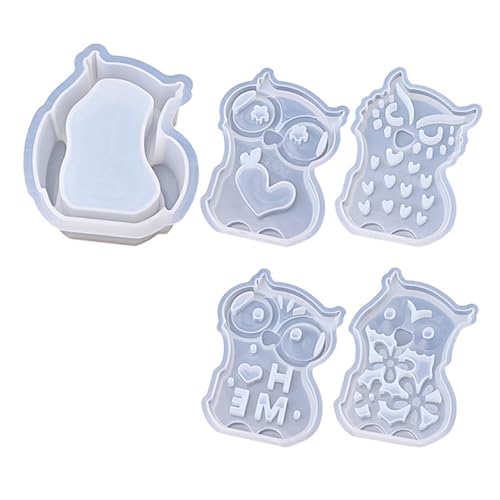 4 x Eulen-Eierschalen-Kerzenhalter-Formen – DIY-Harzformen für kreative Heimdekoration, einzigartige Eulen-Designs, perfekt für Bastler, erschwingliches 4er-Set von Fictory