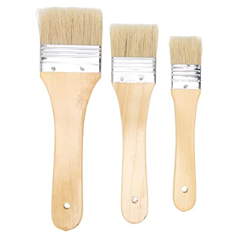 Fictory 3-teiliges Holzbeizen-Pinsel-Set – zuverlässige Borsten, Holzgriff, Aluminiumzwinge – vielseitig für Boden, Möbel, Türmalerei von Fictory