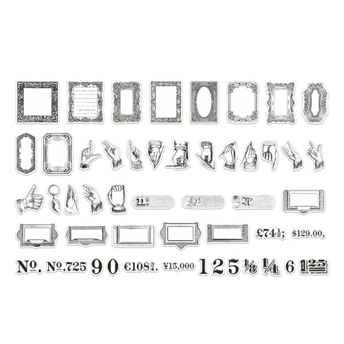 Fictory 50 Stück japanische Papieraufkleber für Tagebücher – Vintage-Scrapbook-Zubehör – einzigartige Designs für kreative Projekte von Fictory