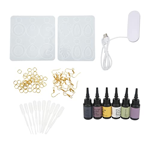 Fictory Harz-Ohrringform-Set mit UV-Lampe, UV-Kleber, Ohrhakenring, DIY-Schmuckherstellungs-Set, erschwingliche Bastellösung für einzigartige Ohrringe und Anhänger Fictory Harz-Ohrringform-Set mit UV-Lampe, UV-Kleber, Ohrhakenring, DIY-Schmuckherstellungs-Set, erschwingliche Bastellösung für einzigartige Ohrringe und Anhänger von Fictory