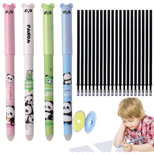 Set of 4 Erasable Gel Pens with 20 Replacement Refills,lustige gel stifte mit tiere-motiv kugelschreiber set,radierbare gelstifte,Cute Design with Eraser,0.5 mm Tip - School Supplies Students-D-Black Set of 4 Erasable Gel Pens with 20 Replacement Refills,lustige gel stifte mit tiere-motiv kugelschreiber set,radierbare gelstifte,Cute Design with Eraser,0.5 mm Tip - School Supplies Students-D-Black von Ficugxd