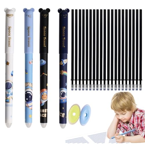 Set of 4 Erasable Gel Pens with 20 Replacement Refills,lustige gel stifte mit tiere-motiv kugelschreiber set,radierbare gelstifte,Cute Design with Eraser,0.5 mm Tip - School Supplies Students-E-Black Set of 4 Erasable Gel Pens with 20 Replacement Refills,lustige gel stifte mit tiere-motiv kugelschreiber set,radierbare gelstifte,Cute Design with Eraser,0.5 mm Tip - School Supplies Students-E-Black von Ficugxd