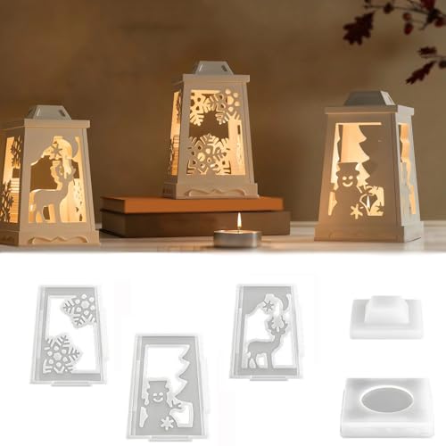 silikonformen laterne,silikonformen gießformen weihnachten,giessformen silikon für weihnachtsdeko,diy weihnachten deko silikon form,Gießformen Weihnachten Elch Schneeflocken Schneemann Laterne-B von Ficugxd