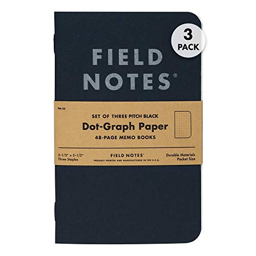 Field Notes Notizbücher mit Punktraster, Pechschwarz, 3 Stück von Field Notes