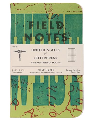 Field Notes: United States of Letterpress (Serie A) – 3er-Pack – Graph Memo Book, 8,9 x 14,9 cm von Field Notes