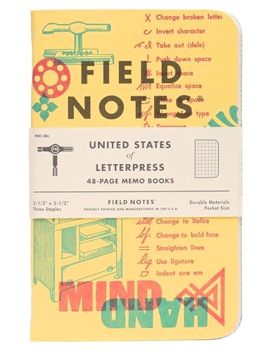 Field Notes: United States of Letterpress (Serie C) – 3er-Pack – Graph Memo Book, 8,9 x 14,9 cm von Field Notes