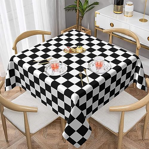 Fiephvsa Quadratische Tischdecke, 152,4 x 152,4 cm, Schwarz und Weiß kariert, Küchentischdecken, Muster, einfacher Stil, Tischdecke, Esszimmer, dekorativ für Urlaub, Party, Bankette von Fiephvsa