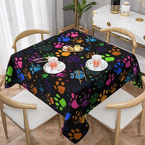 Fiephvsa Quadratische Tischdecke mit Cartoon-Hundepfotenabdruck, 137 x 137 cm, Küchentischdecken, bunte Tischdecke, Esszimmer, dekorativ für Urlaub, Party, Bankette von Fiephvsa
