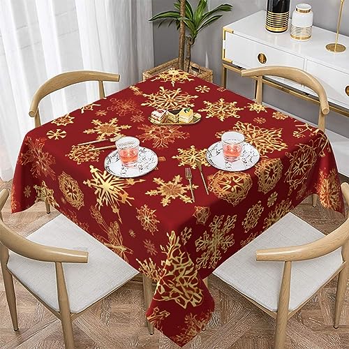 Fiephvsa Quadratische Tischdecke mit goldenen Schneeflocken, 152,4 x 152,4 cm, Küchentischdecken, Tischdecke, Esszimmer, dekorativ für Urlaub, Party, Bankette von Fiephvsa