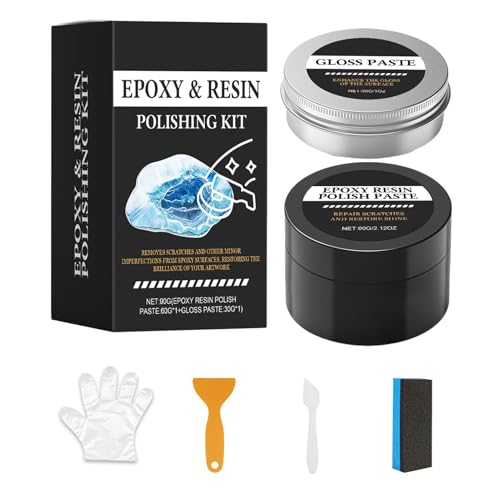 Fierudeng Epoxidharz Polier Set | Cremige Paste | Schleifset Für Epoxidharz Oberflächen - Für Bastler Einsteiger Profis Heimwerker Kunstprojekte von Fierudeng