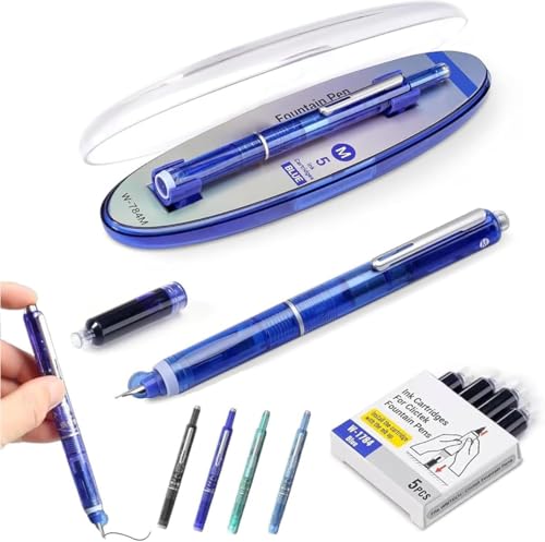 Figskey Protectivemethod Füllfederhalter, einziehbar, 0,38 mm, blaue und schwarze Tinte, mittlere Spitze, transparenter Schaft, inklusive 5 nachfüllbaren Tintenpatronen, für gleichmäßiges Schreiben Figskey Protectivemethod Füllfederhalter, einziehbar, 0,38 mm, blaue und schwarze Tinte, mittlere Spitze, transparenter Schaft, inklusive 5 nachfüllbaren Tintenpatronen, für gleichmäßiges Schreiben von Figskey